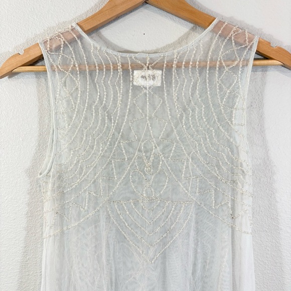Johnny Was Biya Lace Mesh Maxi Dress Size S Pale Mint Beaded Boho Embroidered - Picture 8 of 12